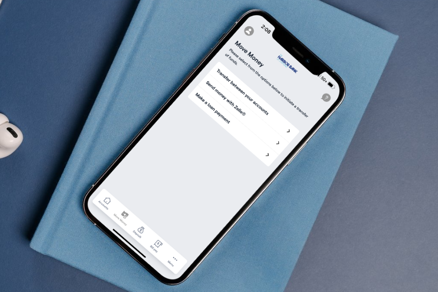 Phone on a book